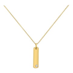 14K Yellow Gold Diamond Elongated Tag Pendant