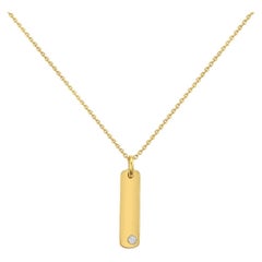 14K Yellow Gold Diamond Elongated Tag Pendant