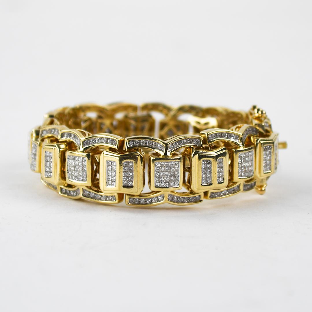 14K Gelbgold Diamant verkrustete Armband 11.00ct im Zustand „Hervorragend“ im Angebot in Laguna Beach, CA