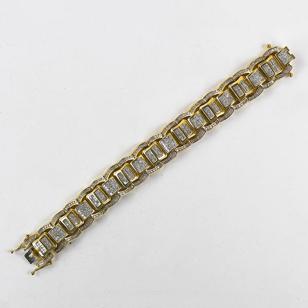 14K Gelbgold Diamant verkrustete Armband 11.00ct im Angebot 1