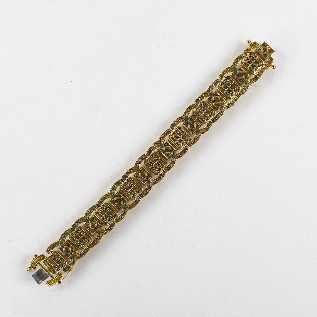 14K Gelbgold Diamant verkrustete Armband 11.00ct im Angebot 2