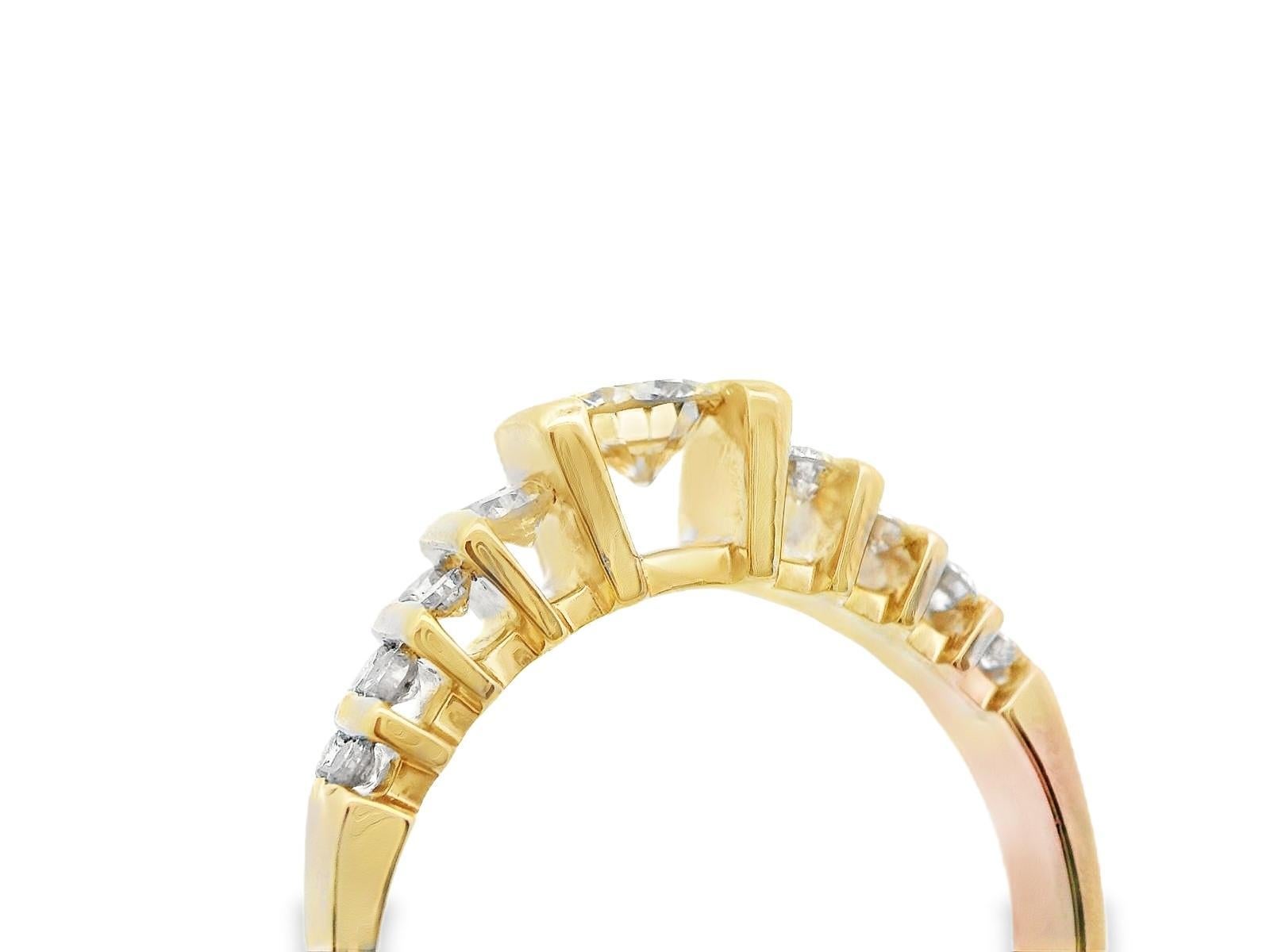 Bande de fiançailles en or jaune 14k avec diamant en vente 2