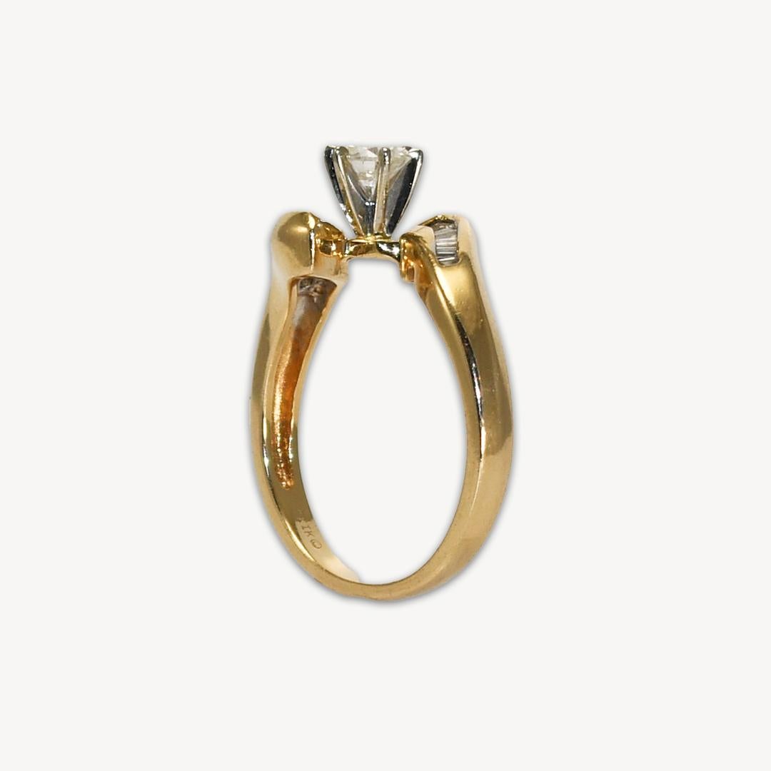 14K Yellow Gold Diamond Engagement Ring 0.45ct For Sale 1
