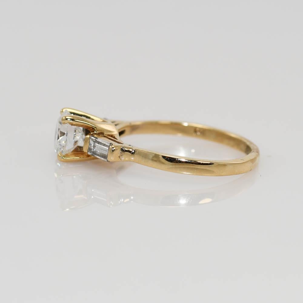14K Yellow Gold Diamond Engagement Ring 1.03ct, CTR-2.7g In Excellent Condition For Sale In Laguna Beach, CA