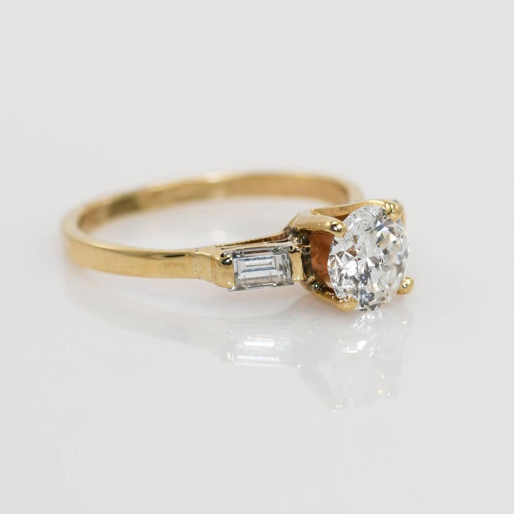 14K Yellow Gold Diamond Engagement Ring 1.03ct, CTR-2.7g For Sale 2
