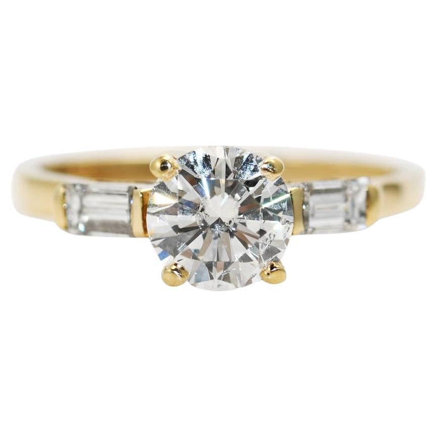 14K Yellow Gold Diamond Engagement Ring 1.03ct, CTR-2.7g For Sale