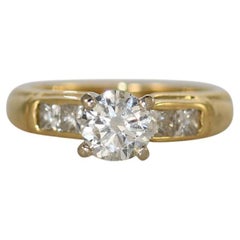 14K Yellow Gold Diamond Engagement Ring, .75ct Center Diamond