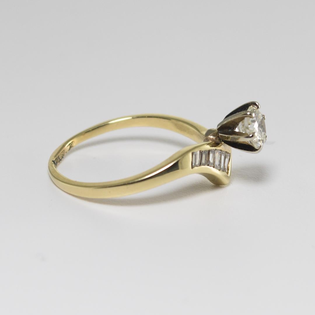 Round Cut 14K Yellow Gold Diamond Engagement Ring Set 1.00ct For Sale