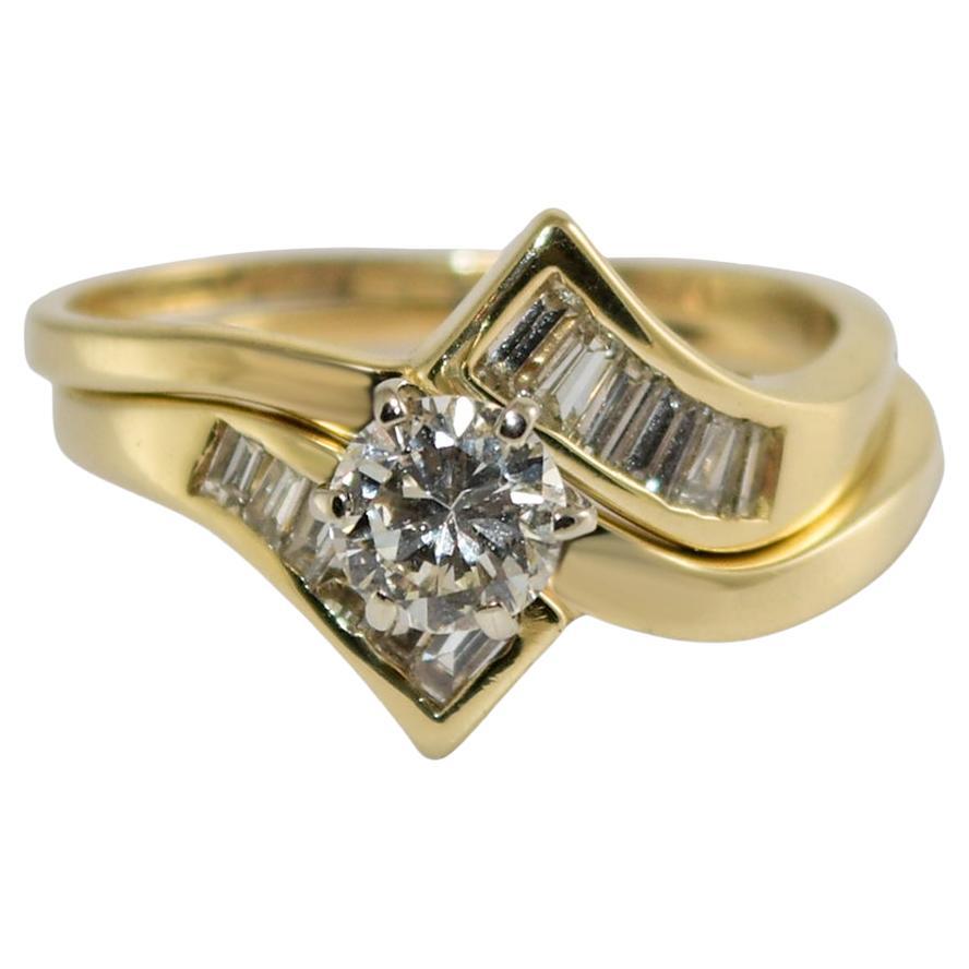 14K Yellow Gold Diamond Engagement Ring Set 1.00ct