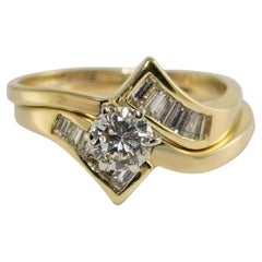 14K Yellow Gold Diamond Engagement Ring Set 1.00ct