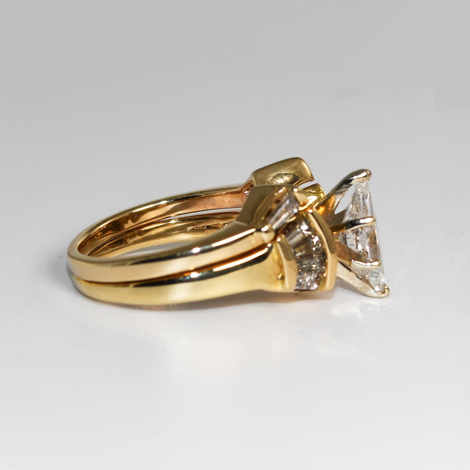 Marquise Cut 14K Yellow Gold Diamond Engagement Ring Set EGL Certified For Sale