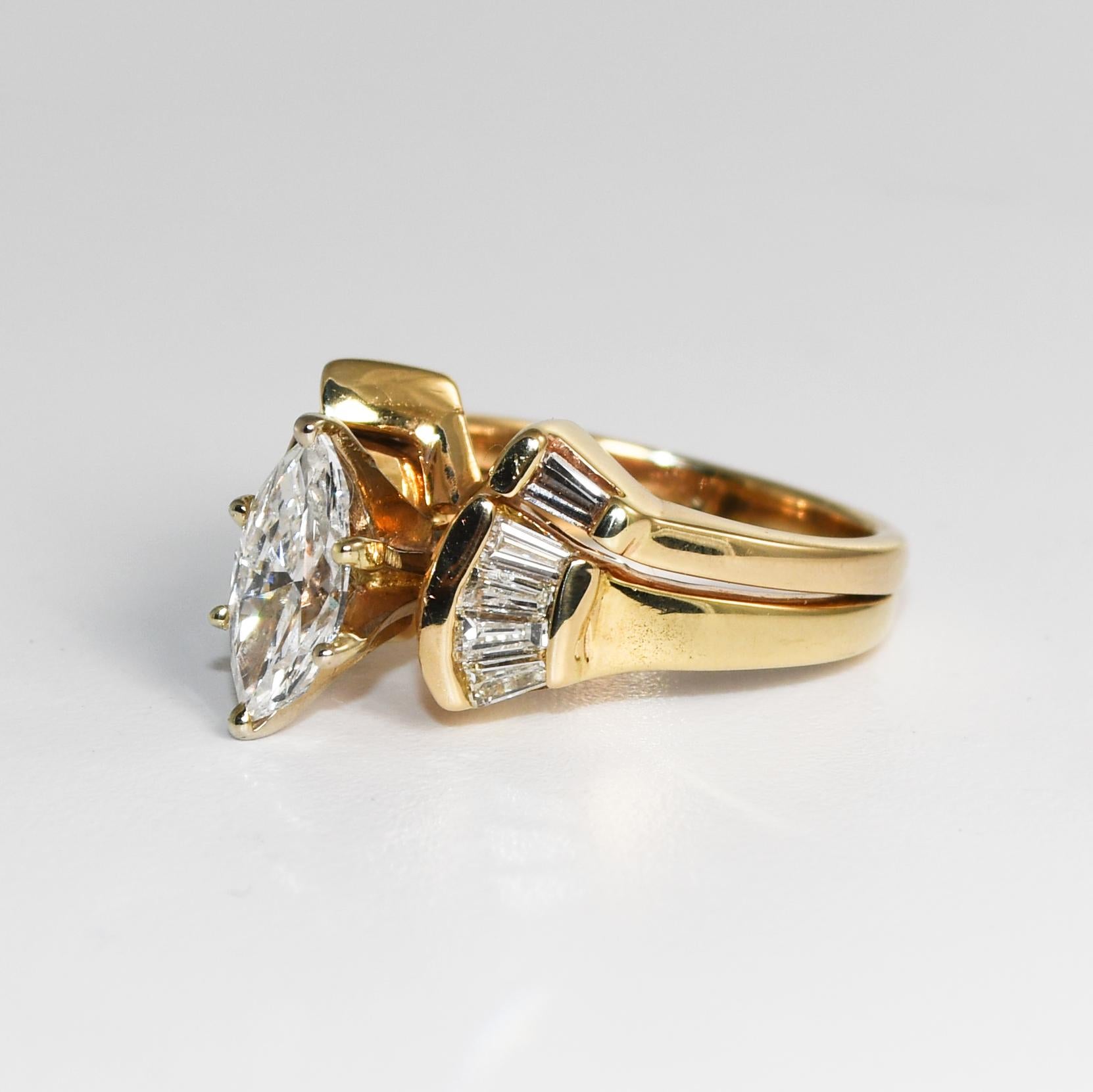 14K Yellow Gold Diamond Engagement Ring Set EGL Certified For Sale 1