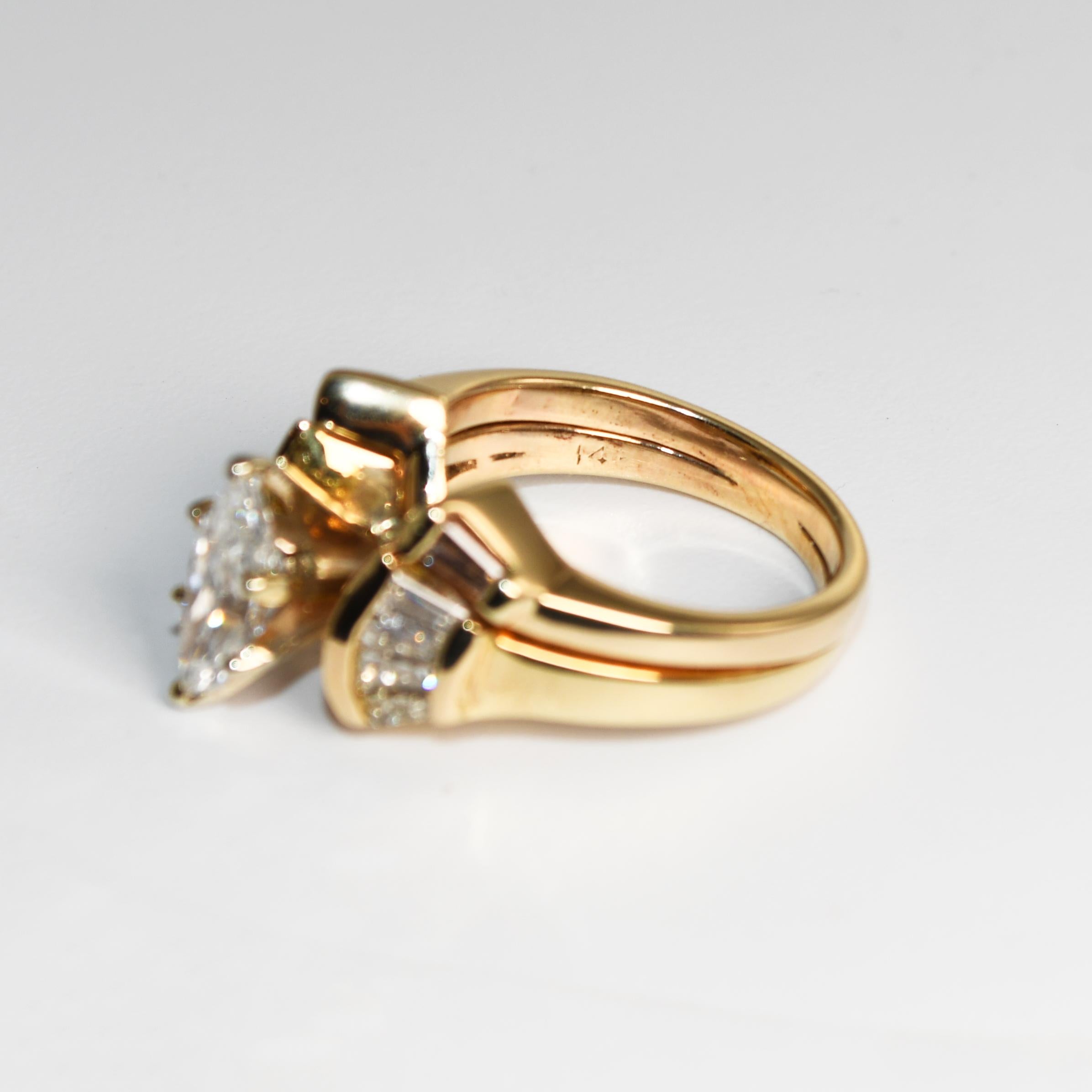 14K Yellow Gold Diamond Engagement Ring Set EGL Certified For Sale 2