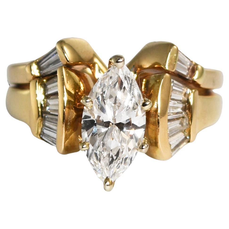 14K Yellow Gold Diamond Engagement Ring Set EGL Certified