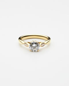 14k Yellow Gold Diamond Engagement Ring with 1.01 Carat Round Cut Diamond