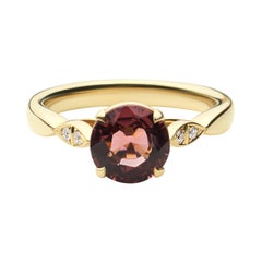 14k Yellow Gold Diamond Engagement Ring with 1.78 Carat Round Pink Tourmaline