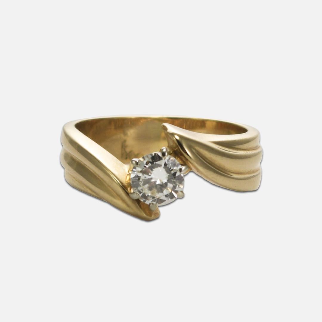 14K Yellow Gold Diamond Engagement/Wedding Ring Set 0.90ct For Sale 2