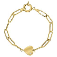 Bracciale a catena con diamante inciso a cuore in oro giallo 14K, Shlomit Rogel