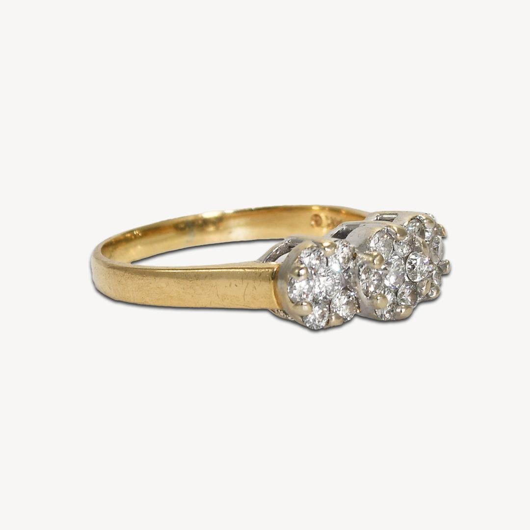 Estate 14k Yellow Gold Diamond.
1.00ct Cluster Ring.
SI - I Clarity.
Size 10.5.
4.5 grams.
Excellent condition!