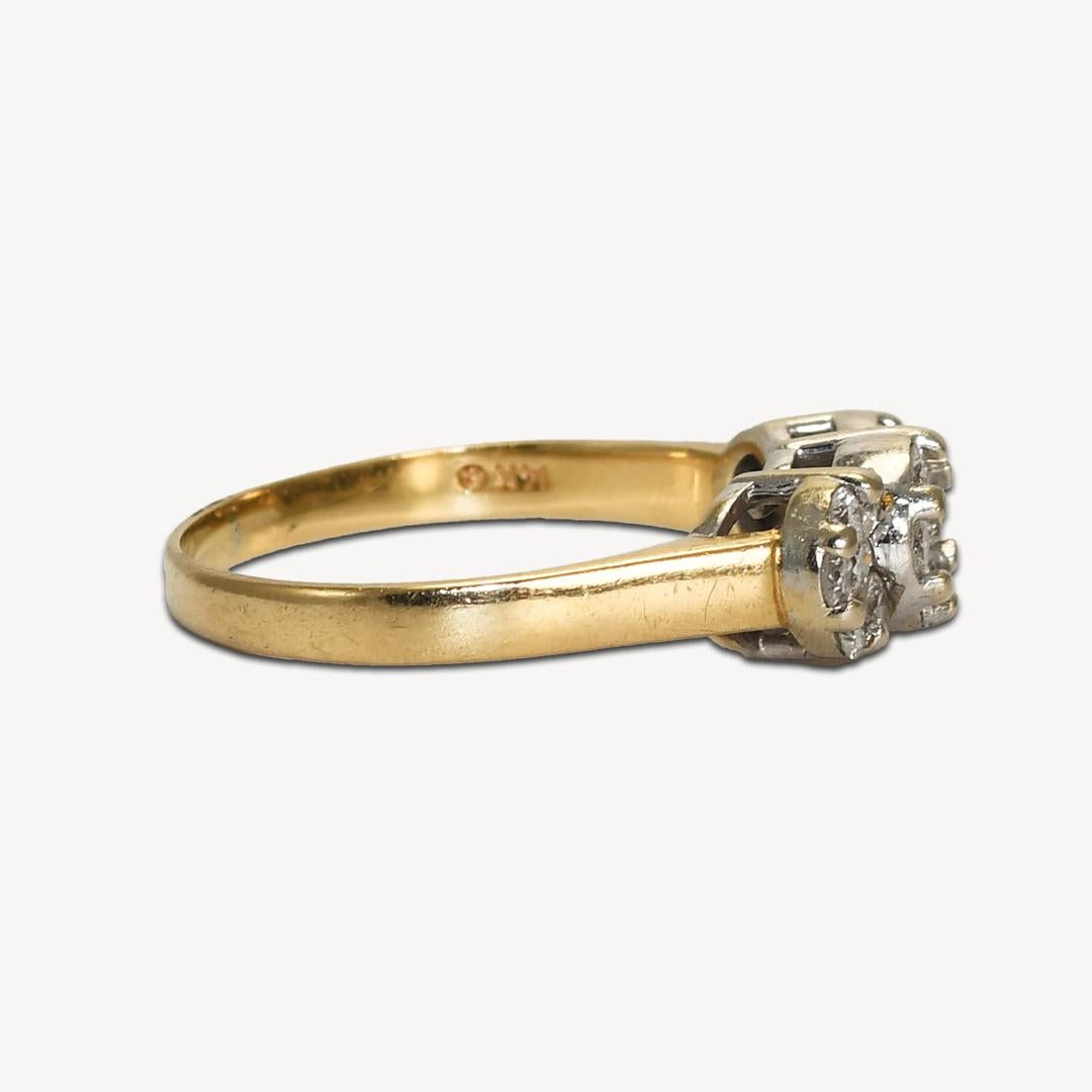 Round Cut 14K Yellow Gold Diamond Estate Cluster Ring 1.00ct For Sale
