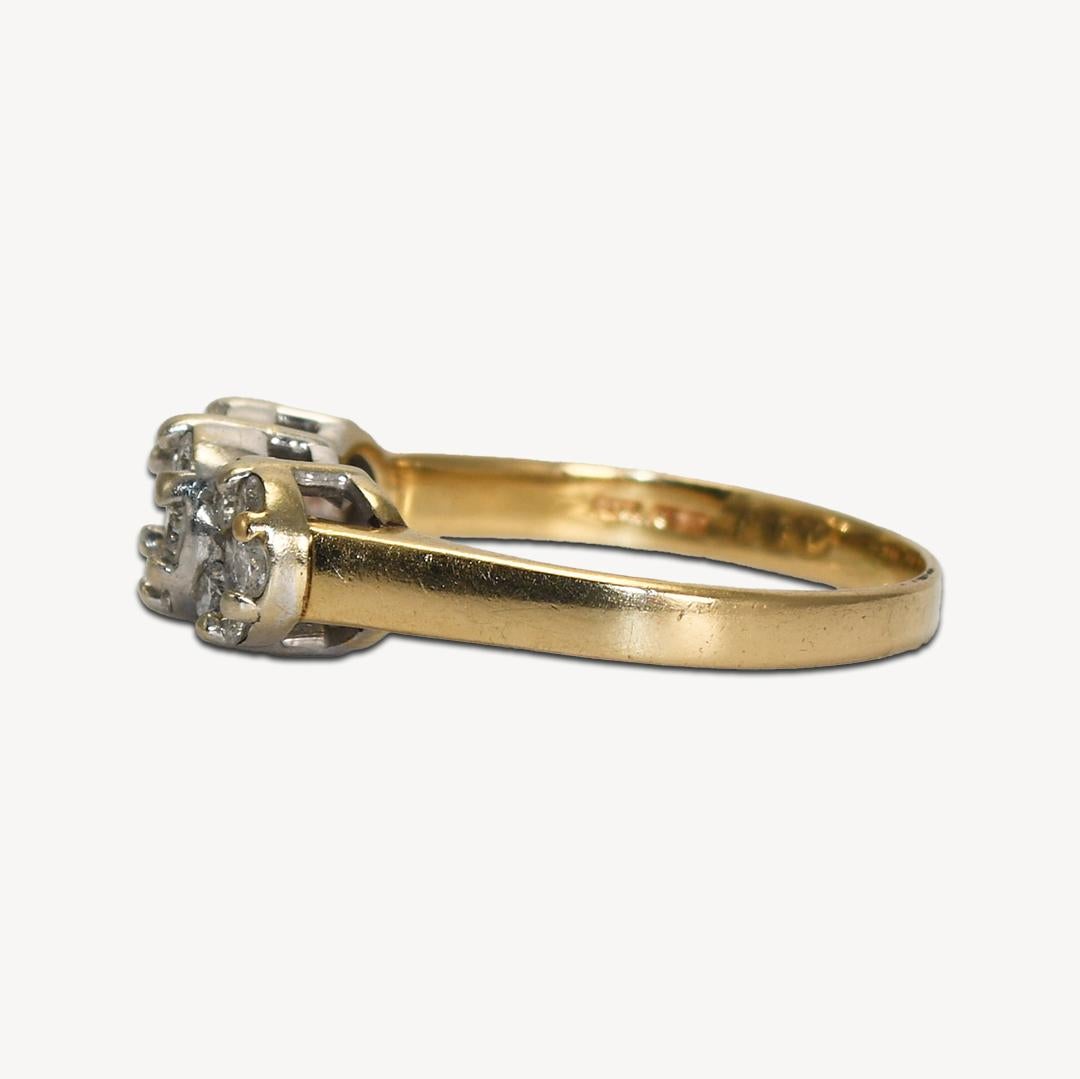 Women's or Men's 14K Yellow Gold Diamond Estate Cluster Ring 1.00ct For Sale