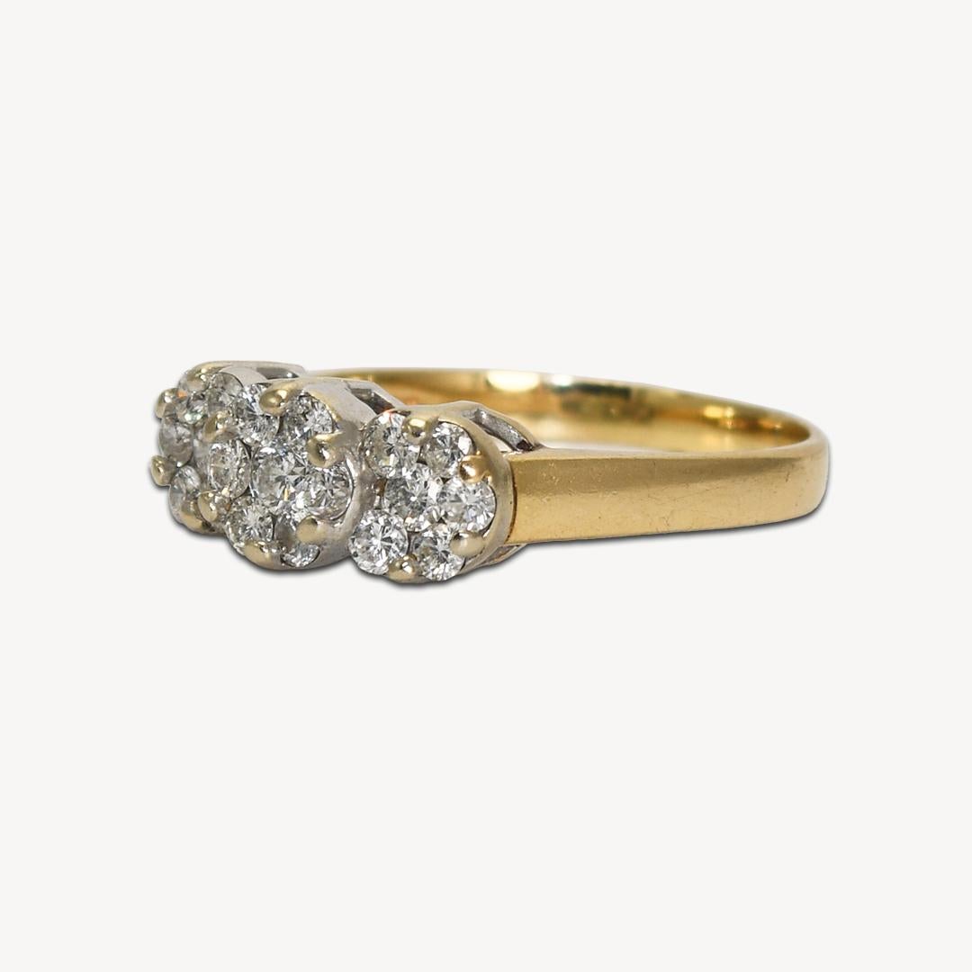14K Yellow Gold Diamond Estate Cluster Ring 1.00ct For Sale 1