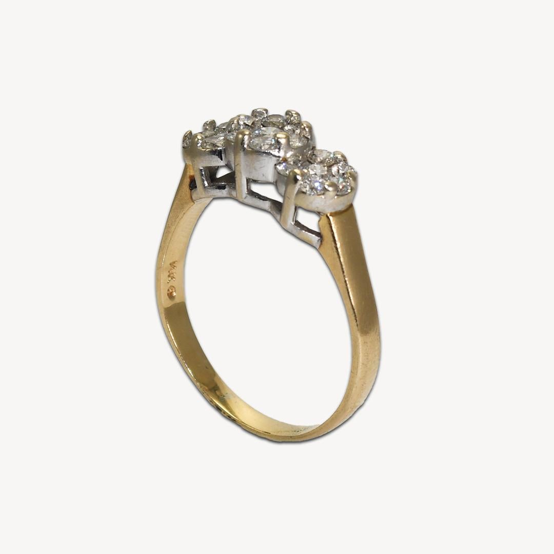 14K Yellow Gold Diamond Estate Cluster Ring 1.00ct For Sale 2