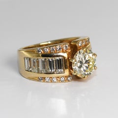 14K Yellow Gold Diamond Estate Ring GIA Certified 3.21ct