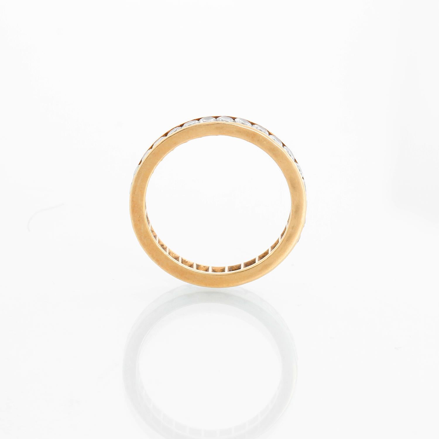 da uomo o donna Fascia per l'eternità con diamanti in oro giallo 14K in vendita