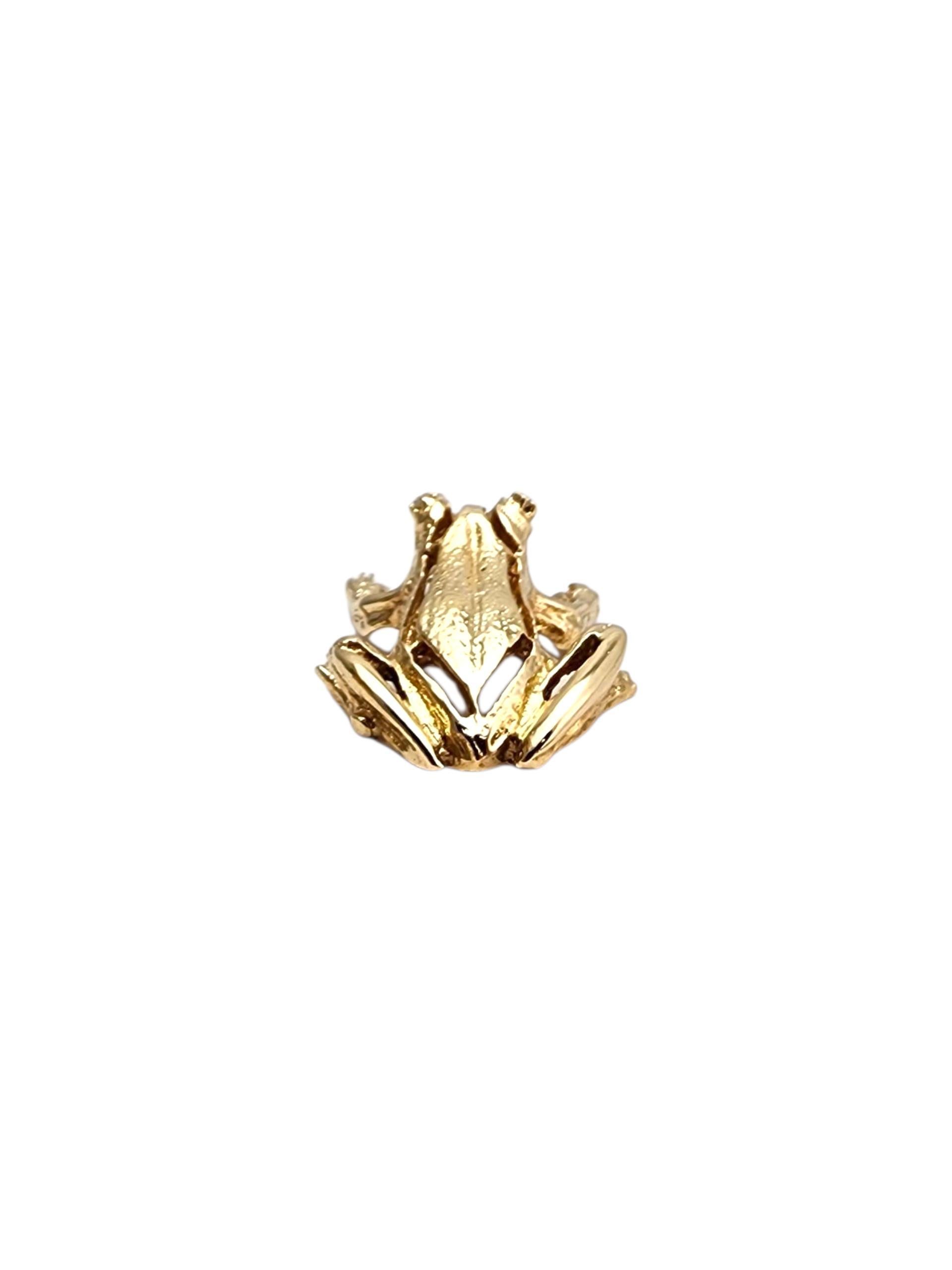 14K Gelbgold Diamant-Augen Frosch Anhänger #22765 (Rundschliff) im Angebot