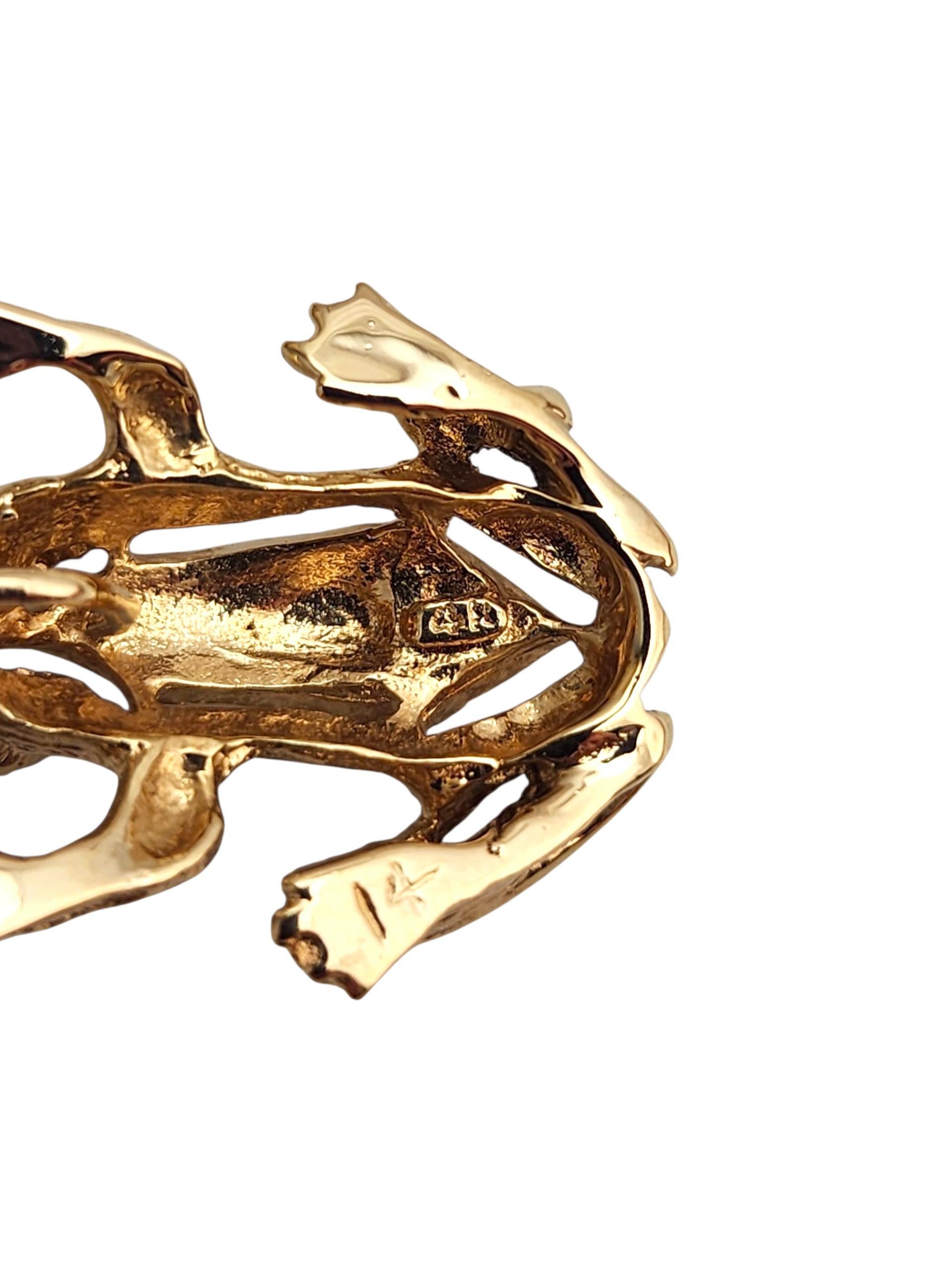 14K Gelbgold Diamant-Augen Frosch Anhänger #22765 im Angebot 1