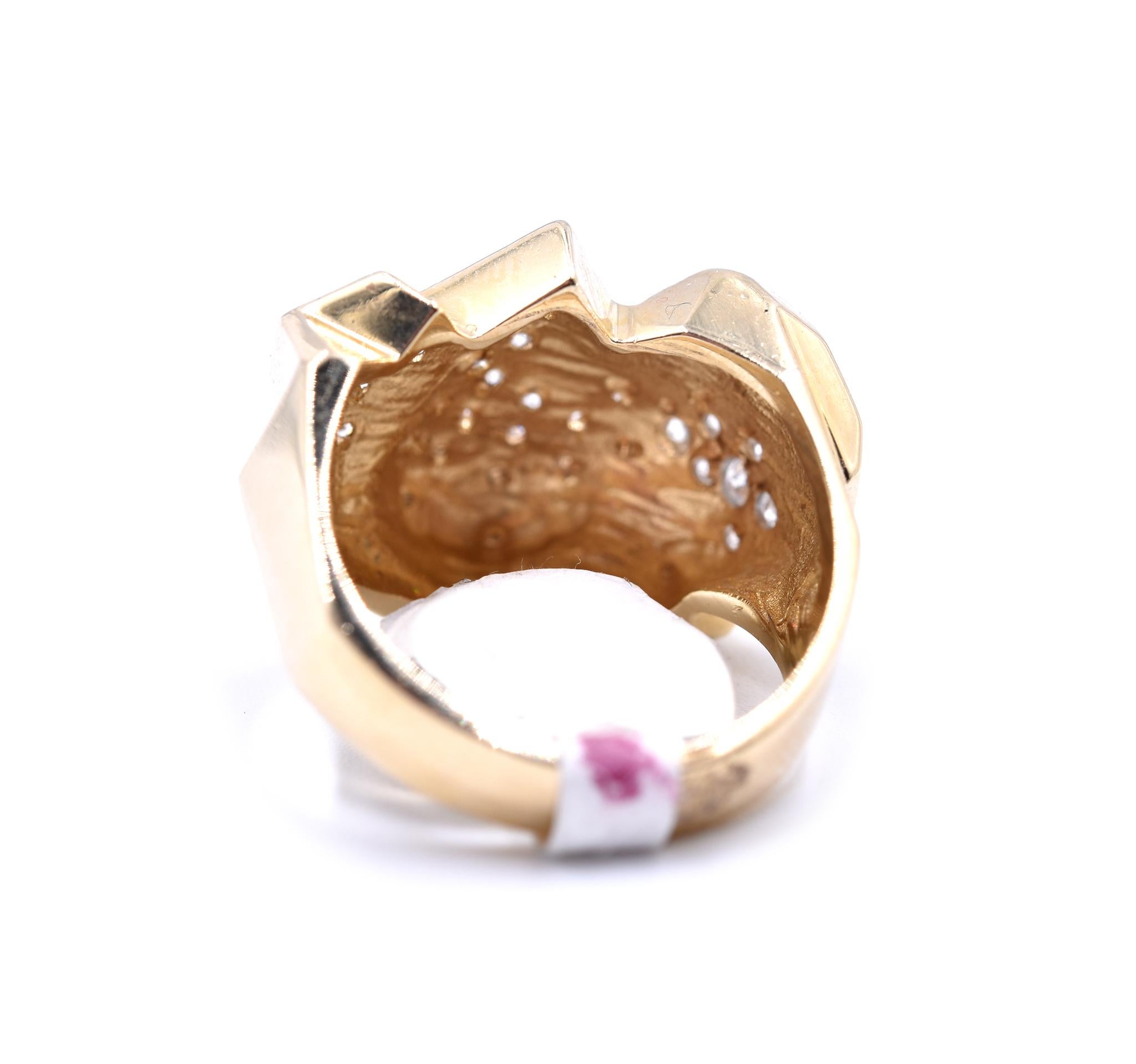 Round Cut 14 Karat Yellow Gold Diamond Fashion Ring For Sale