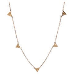 14K Gelbgold Diamant Fünf Station Halskette 0,88 Karat