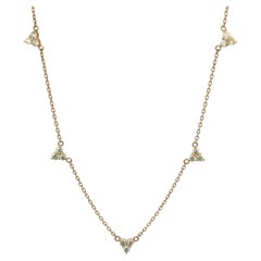 14K Gelbgold Diamant Fünf Station Halskette 0,88 Karat