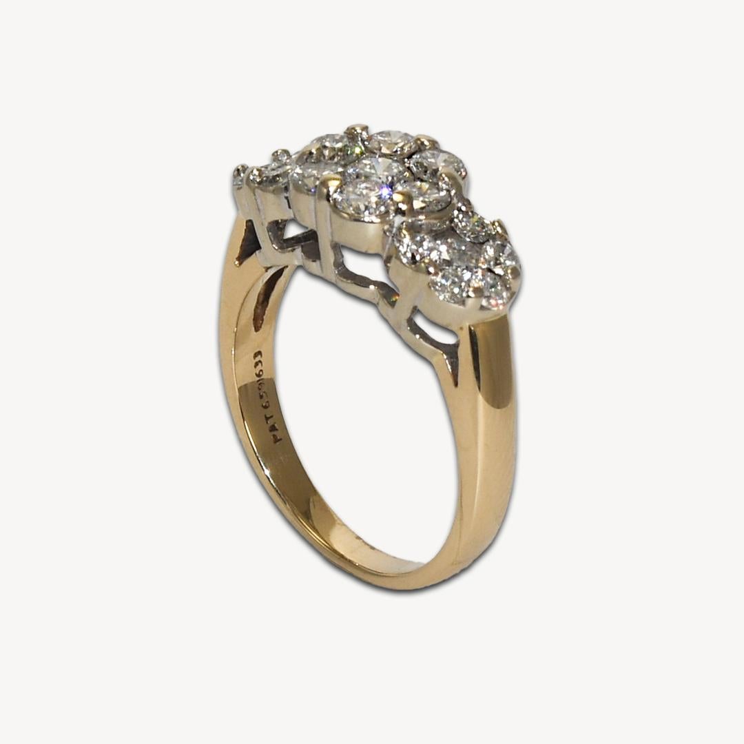 14K Yellow Gold Diamond Flower Ring 1.00ct For Sale 2