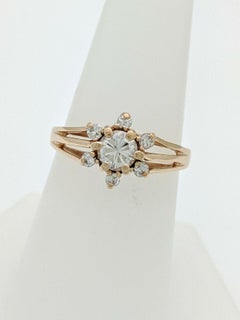 14 Karat Yellow Gold Diamond Flower Ring .62 Carat