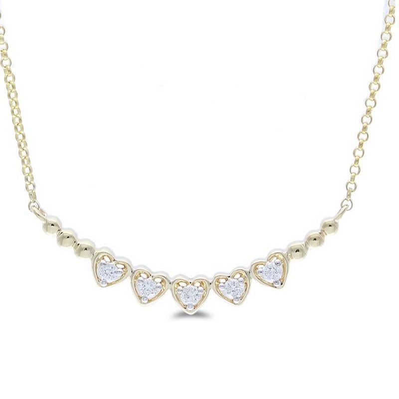 Poids en carats des diamants : Cet exquis collier Gazebo Fancy Collectional affiche un total de 0,11 carats de diamants. Le collier comporte cinq diamants ronds, chacun soigneusement sélectionné et serti à la perfection.

Style de sertissage : Les