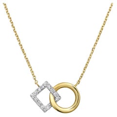 14k Yellow Gold Diamond Geometric Connection Necklace