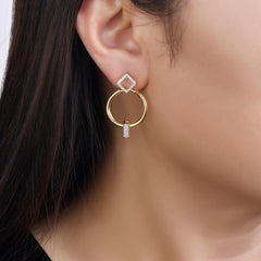 14K Yellow Gold Diamond Geometric Detachable Earrings