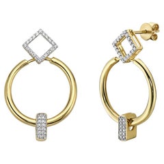 Used 14K Yellow Gold Diamond Geometric Detachable Earrings