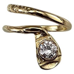 14K Yellow Gold Diamond Gold Club Ring Size 4 #24393
