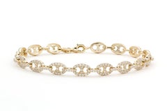 14k Yellow Gold & Diamond Gucci Link Tennis Bracelet 1.49ctw G-H/VS2-SI1