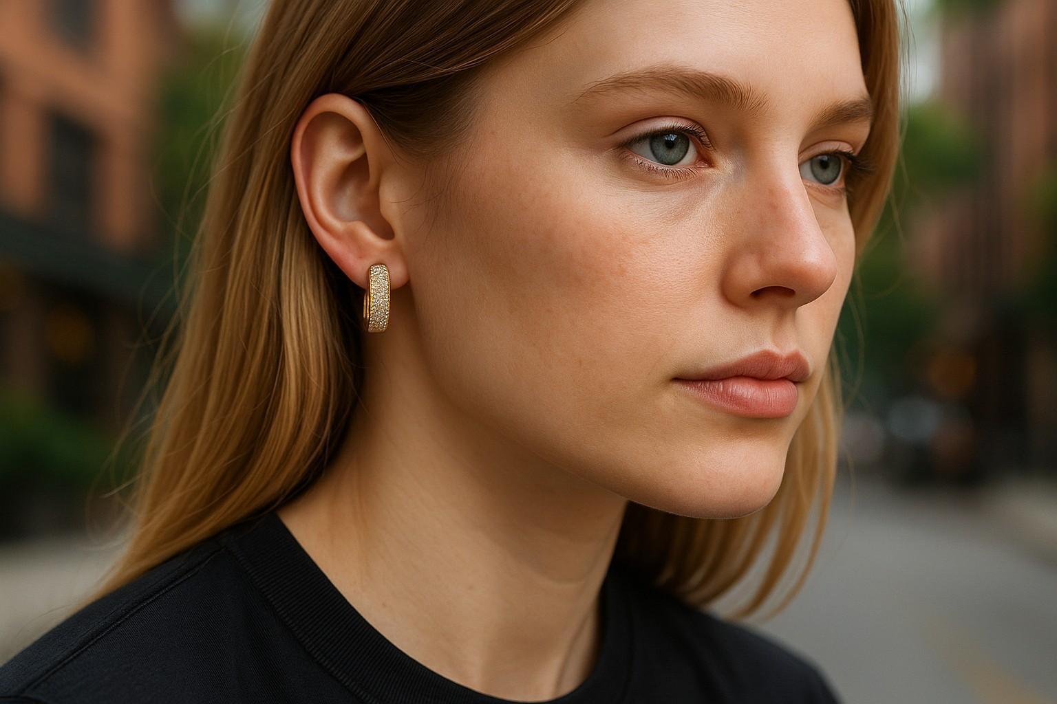 Boucles d'oreilles en or jaune 14K avec diamants 1.30 carats 0.80 pouces de long en vente 1