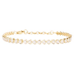 14k Yellow Gold Diamond Heart Bracelet