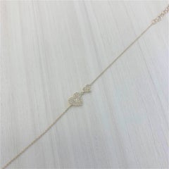 14K Yellow Gold Diamond Heart Chain Bracelet for Her
