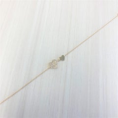 Pulsera Cadena Corazón Diamante Oro Amarillo 14K para Ella