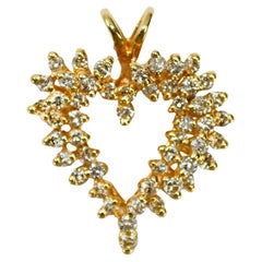 14K Yellow Gold Diamond Heart Pendant 0.50ct