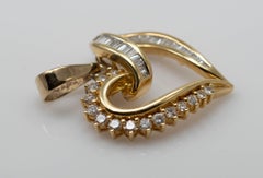 14K Yellow Gold Diamond Heart Pendant 1.00ct