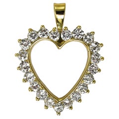 14K Yellow Gold Diamond Heart Pendant 1.00ct