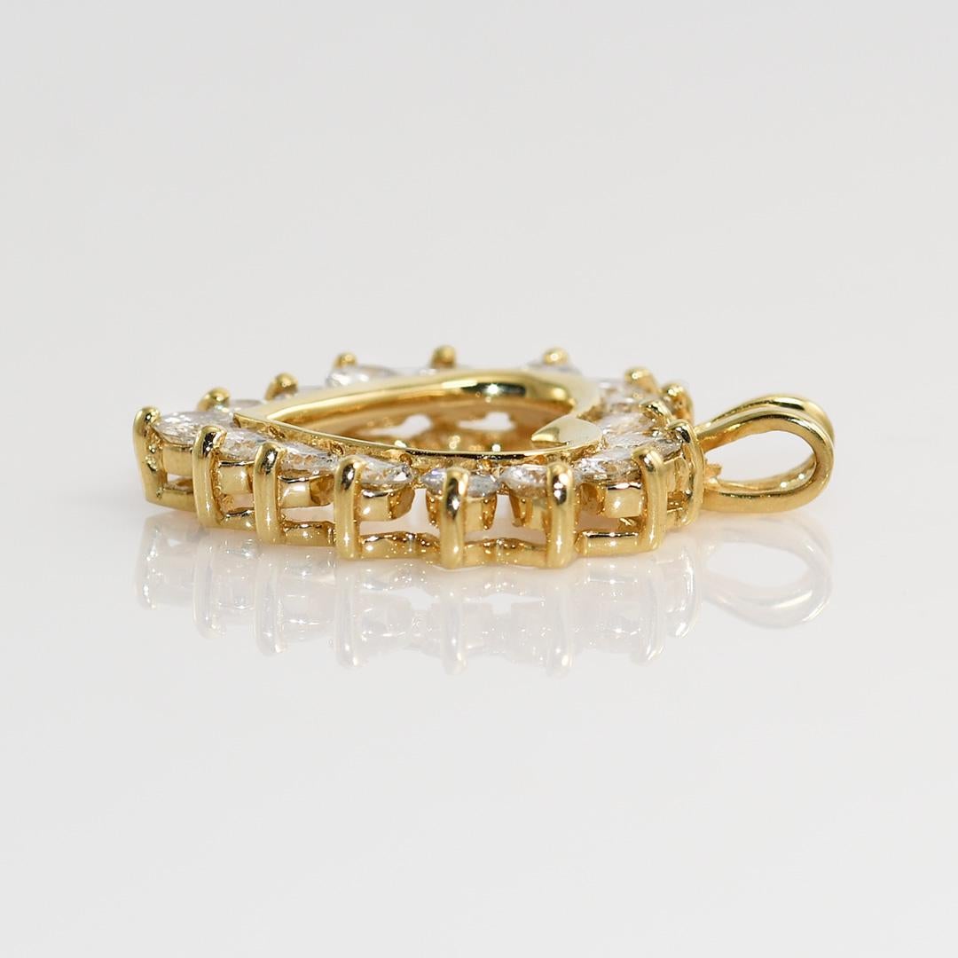 Pendentif cœur en or jaune 14K, 1.50tdw, 3.9g en vente 1